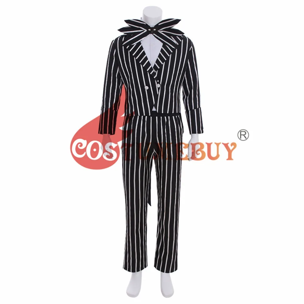 Costumebuy/Кошмар перед Рождеством; костюм Джека Скеллингтона; костюм в черную полоску; пиджак; Вечерние платья на Хэллоуин; унисекс