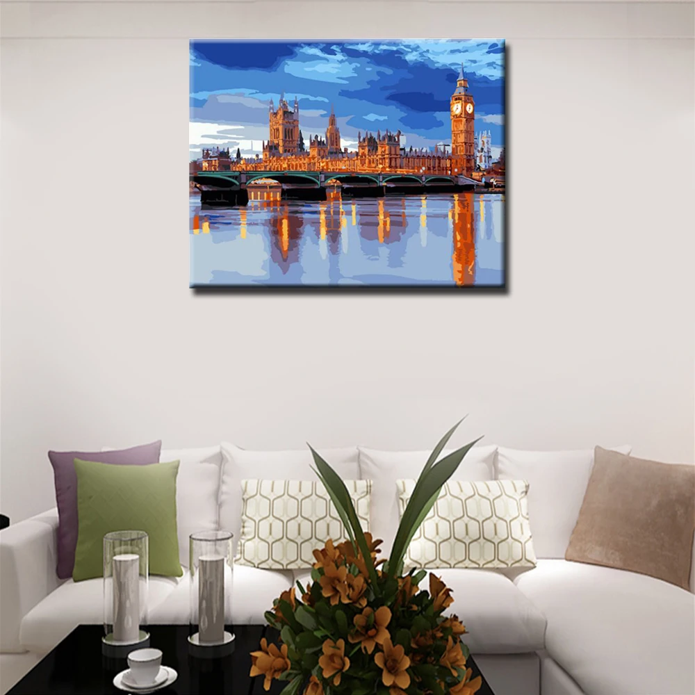 DIY Краски по номерам Лондонский мост голубое небо ручной ed холст ing Wall Art