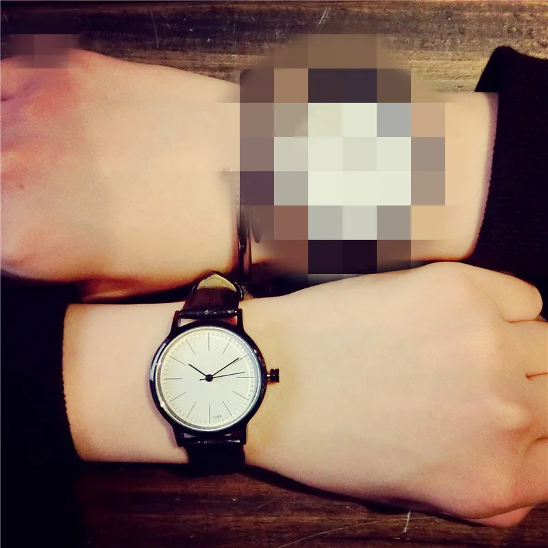 Small Dial White Ретро Натуральная кожа корейский мода простой trend мужские и женские часы студентов кварц-часы люксовый бренд любителей смотреть КОЛЬ СААТ - Цвет: Small Dial White