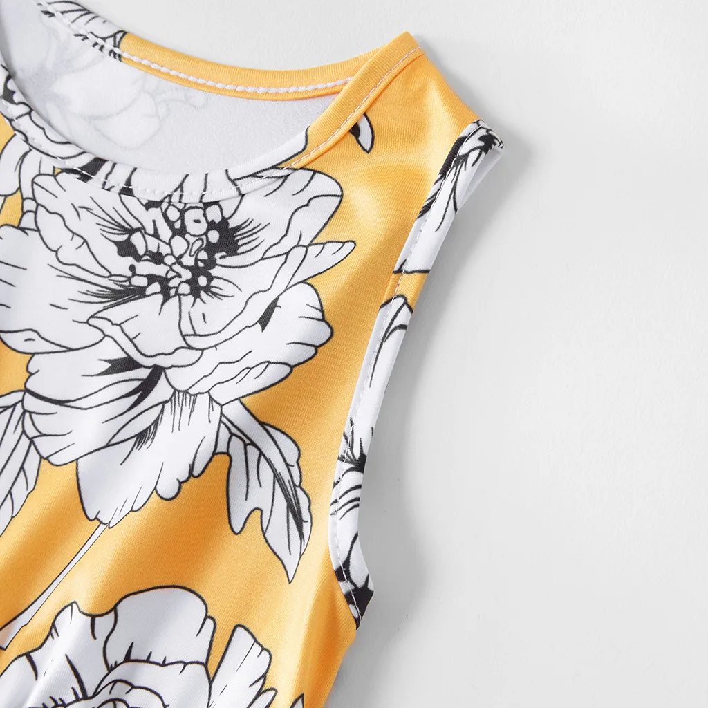 Платье для мамы и дочки Летнее Детское платье без рукавов с цветочным рисунком