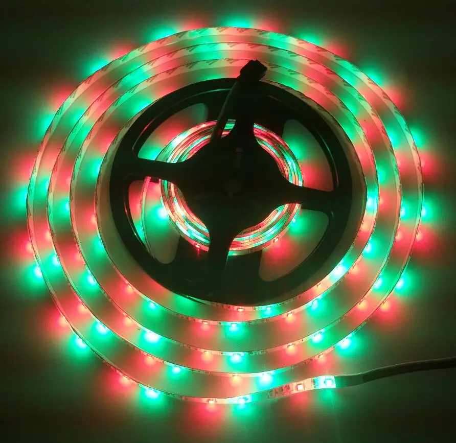 5 M RGB полосы SMD 2835 RGB Светодиодные ленты лампы Декор светодиодный ленты полосы света Nowaterproof Диодная лента с покрытыем цвета чистого 24 каратного контроллер DC12V адаптер в комплекте