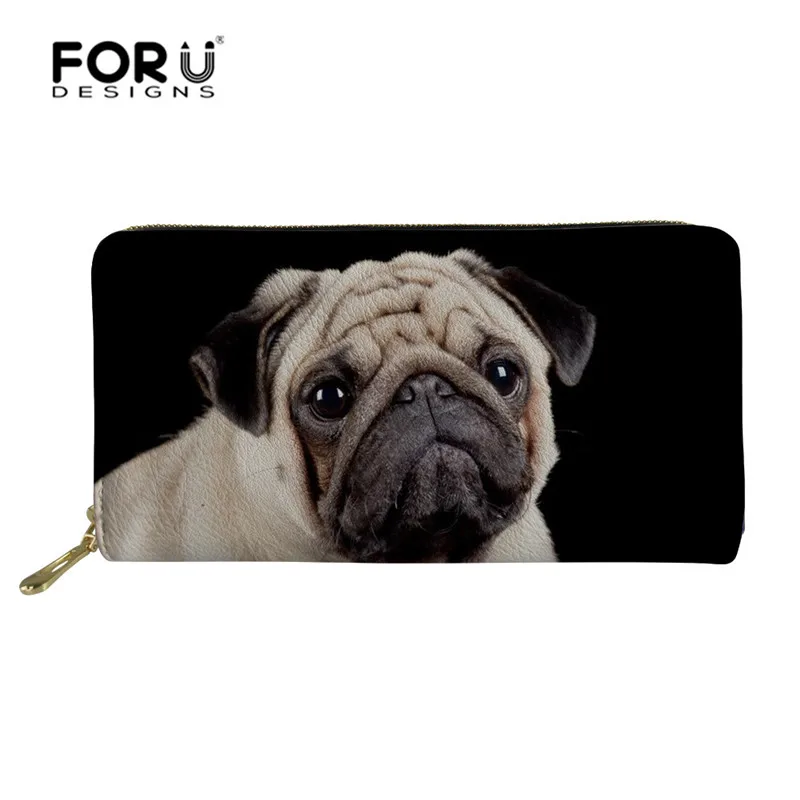 FORUDESIGNS/женские кожаные кошельки с Мопсом, большой объем, на молнии, для путешествий, Длинный кошелек, сумки для женщин, сумка для денег, клатч, сумка для мобильного телефона - Цвет: Z3164Z21