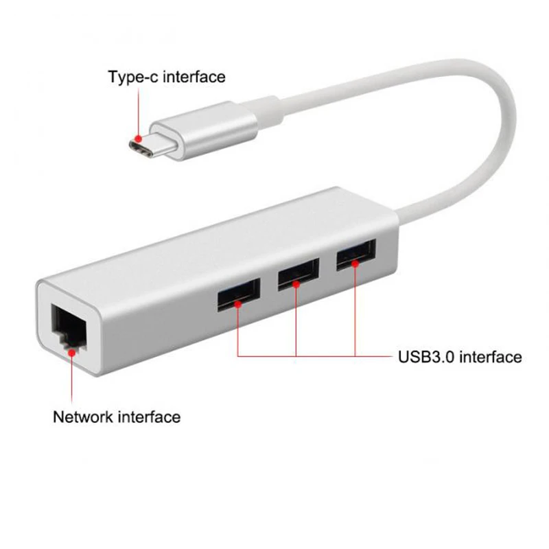 Basix USB C Ethernet-адаптер USB C концентратор с USB3.0 концентратора 3 Порты RJ45 Gigabt сетевой карты сетевой адаптер для macbook Pro Тип-c концентратора