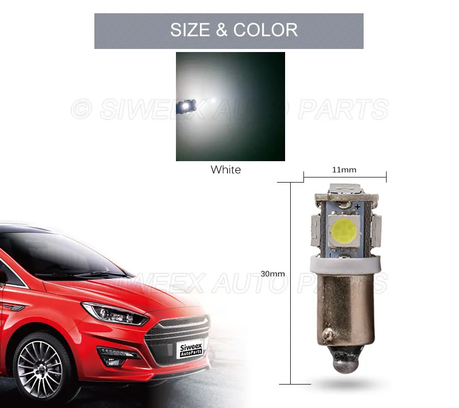 10 шт./партия BA9S T4W светодиодный лампочками 5 SMD 5050 64111 64113 автомобилей внутренняя Светодиодная лампа для чтения для дверных замков светильник белый AC/DC 12V
