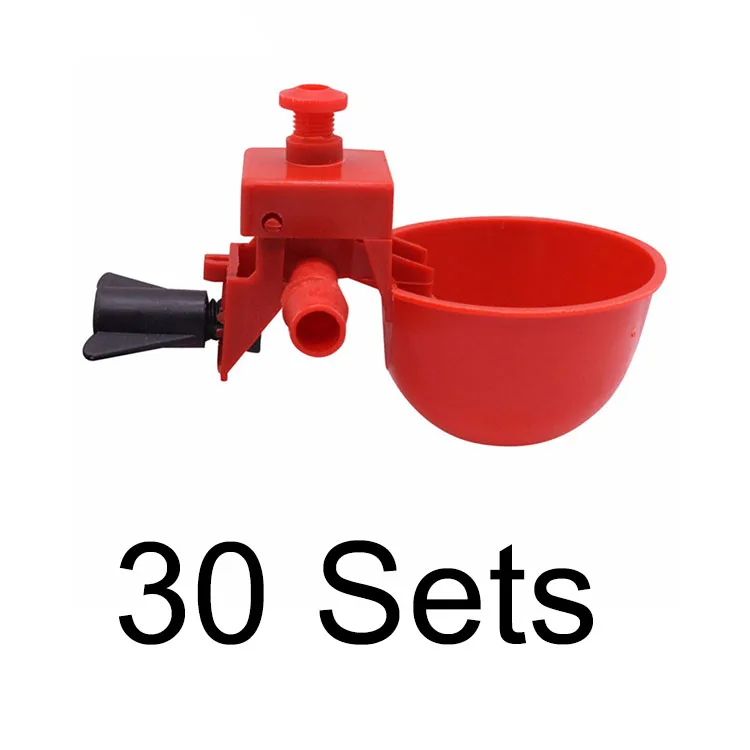 Red 30 Sets 10-100 комплектов куриная Питьевая чашка автопоилка кормушка для цыплят пластиковая поилка для птицы легкая установка - Цвет: Red 30 Sets