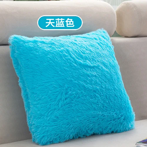sky blue Мягкий удобный пушистый однотонный плюшевый квадратный чехол для дивана, наволочка для подушки, декоративная коробка(без сердечника), товары для домашнего декора - Цвет: sky blue