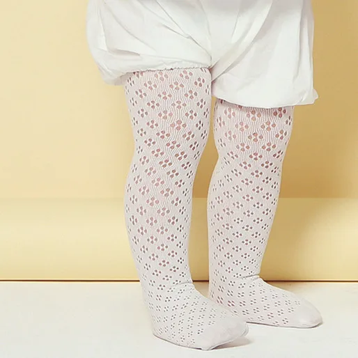 Детские дышащие сетчатые колготки хлопковые белые для девочек 0 3/4 6 лет большие