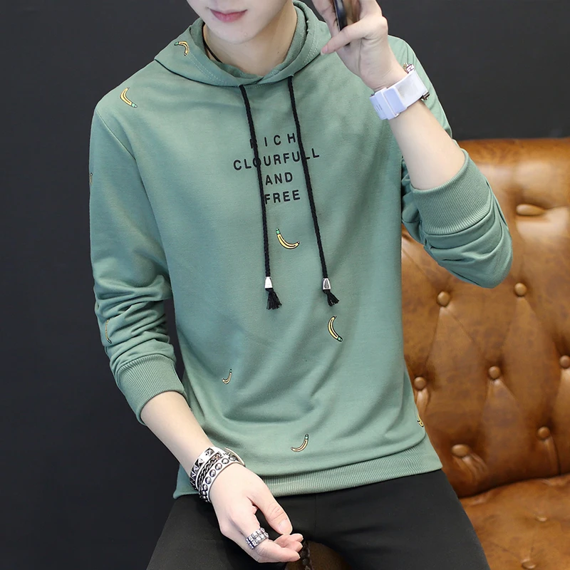 Мужская Социальной Капюшоном Банан Тонкий Узор Мультфильм Печатных Cool Полиэстер