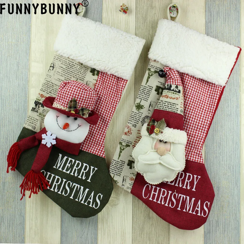 FUNNYBUNNY/рождественские чулки Носки ярких цветов украшение для дома Рождественский
