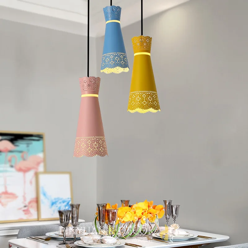 Restaurant chandelier Nordic simple creative dining room lighting cafe bar wrought iron three-head disc | Освещение