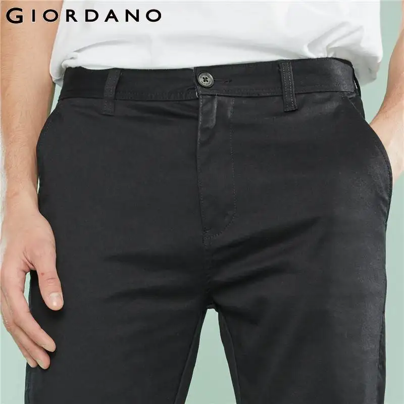 Giordano Для мужчин брюки однотонные ботильоны с бахромой модные Чинос мужской