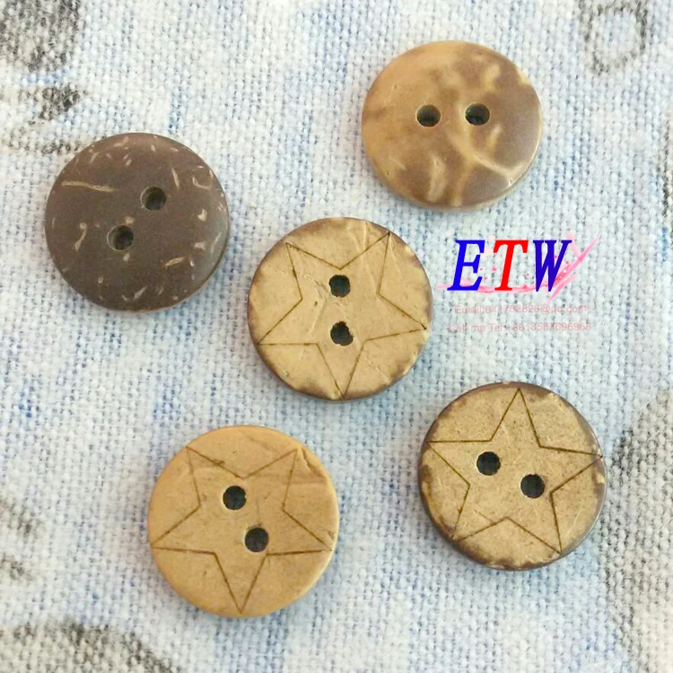 

Free shipping coconut Buttons 200pcs/lot DIY Coat buttons 15mm With beautiful design Natural environmental protection material