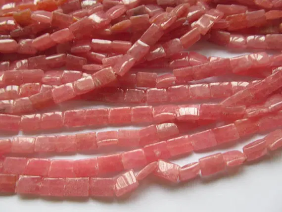 

25%off--genuine rhodochrosite gemstone rectangle ablong pink red jewelry beads 8x12mm 2strands