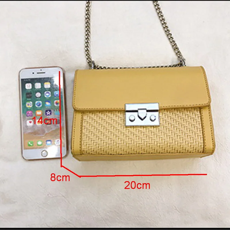 Mododiino, сумка из ротанга, маленькая сумка из искусственной кожи с клапаном, летние сумки через плечо для женщин, женская сумка на цепочке DNV1068
