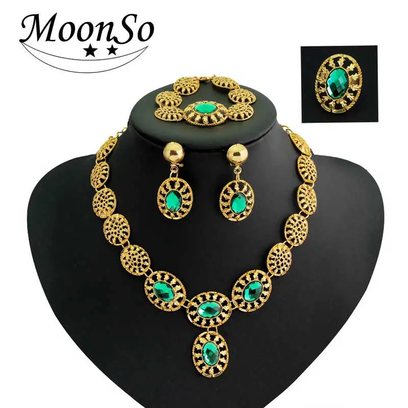 vintage jewelry set for bridal wedding african turkish statement necklace earrings india moonso nigeria J2070 | Украшения и