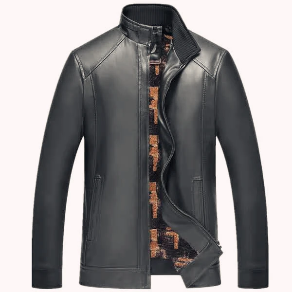 black lining fleece Роскошная модная мужская кожаная куртка, Высококачественная кожаная коричневая мужская куртка из искусственной кожи, мужская куртка и пальто jaqueta de couro - Цвет: black lining fleece