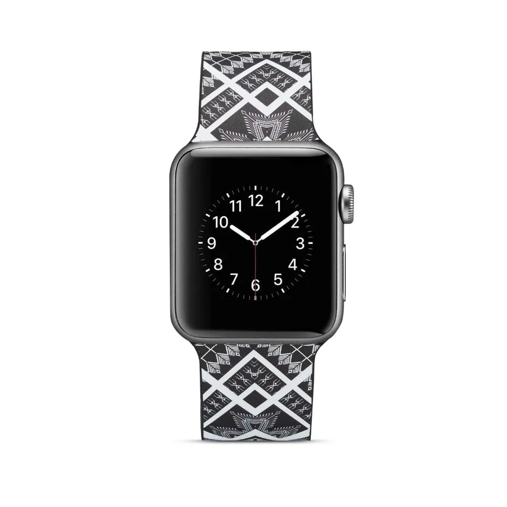 Граффити стиль силиконовый мягкий ремешок для Apple Watch 1 2 3 4 5 ремешок 38 мм 40 мм 42 мм 44 мм ремешок SmartWatch спортивный силиконовый наручный браслет