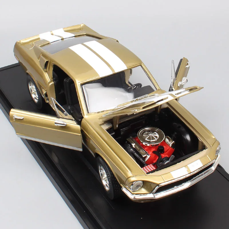 1/18 большой масштаб Классика Ретро Старый Ford Shelby Mustang GT 500KR 1968 гоночный литой автомобиль металлическая Модель автомобиля игрушки подарки для детей