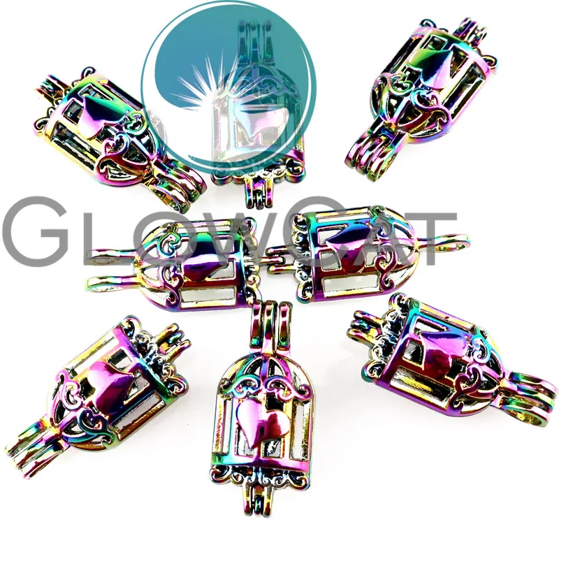 12x R-C669 Радуга Цвета сердце клетка жемчужная для изготовления ювелирных изделий