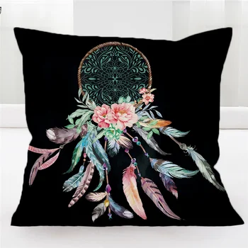 BlessLiving Big Dreamcatcher Cushion Cover Outdoor Sofa Home Pillow Covers Boho Feathers Decorative Throw Pillow Case 18
