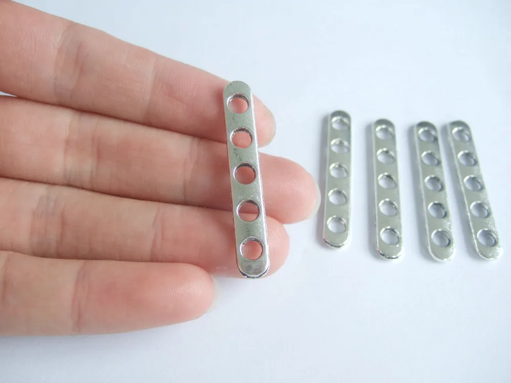 20pcs 5 Holes Flat Separator Bar For Necklace Bracelet Jewelry Making Findings 40mm Long