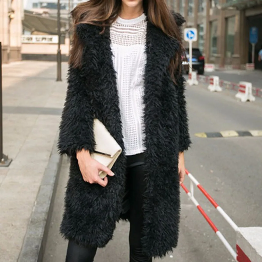 Зимнее женское пальто шерстяное с длинным рукавом 2019 новый длинный ворсистый