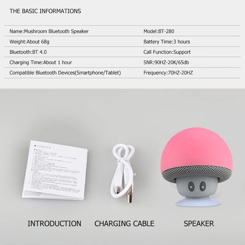 Fansaco Portable Mini Mushroom Wireless Bluetooth Speaker Waterproof Shower Stereo Subwoofer Music Player For iPhone Xiaomi | Электроника