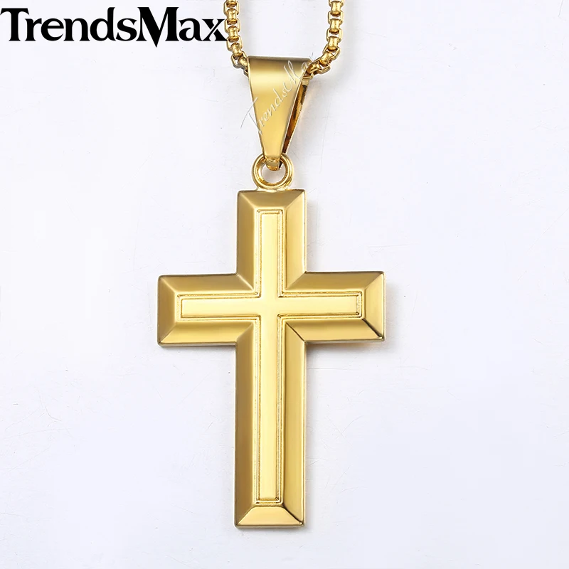 Trendsmax подвеска в виде религиозного Креста ожерелье для мужчин и женщин резные