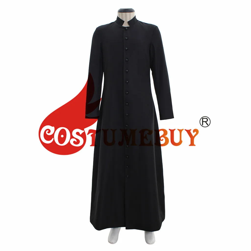 Черный CostumeBuy/мужской однобортный Тренч для костюмированной вечеринки для взрослых женщин и мужчин, Тренч для косплея в римском стиле, сутана пастора, пальто для духовки, L920 - Цвет: Черный
