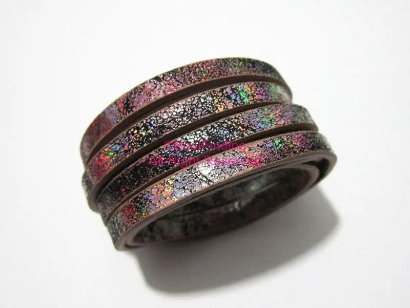 

5x2mm Metallic gorgeous dark purple leather cord 5mm Flat leather cord