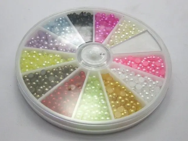 1500 разноцветные полужемчужные бусины 3 мм с плоской задней стороной и колесом 12