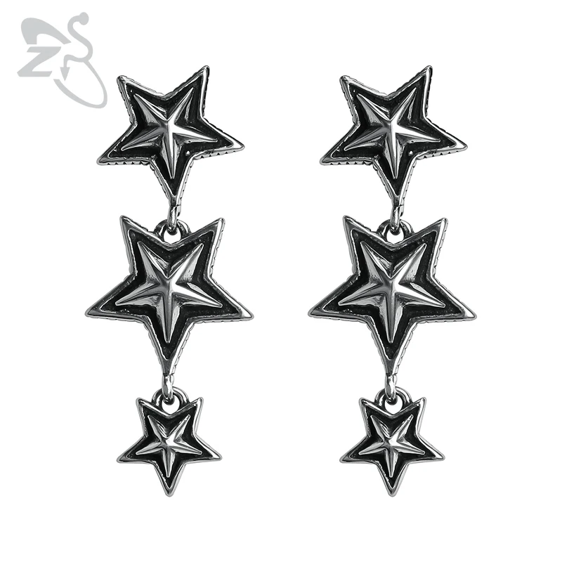 ZS новые серьги-гвоздики из нержавеющей стали 316L с черепом, винтажные Ретро Серебряные кольца, Змеиный пирсинг, ювелирные изделия в стиле готик-панк - Окраска металла: Style 15-Star