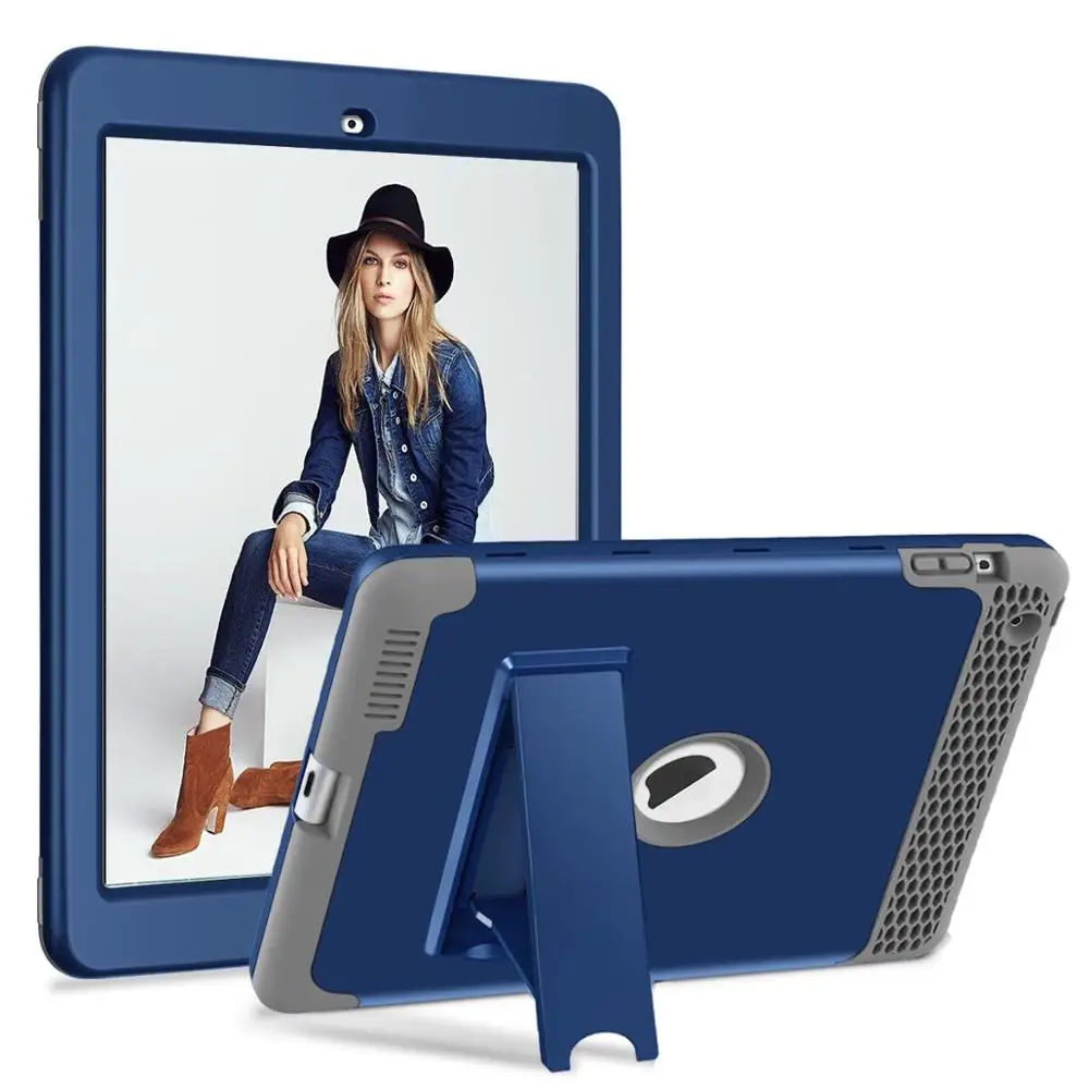 dark blue Для iPad 4 3 2 детский чехол сверхпрочный противоударный Прочная подставка защитный чехол Чехол для iPad 2-го/3-го/4-го поколения retina - Цвет: dark blue