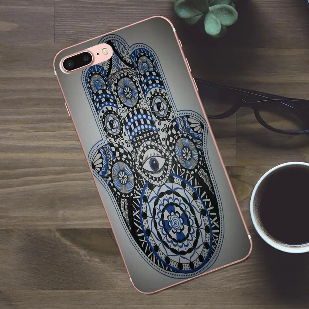 Хенна Хамса рука Фатимы Мэри Ом мягкий дизайн для Apple iPhone 4 5 5C SE 6 6S 7 8 Plus X Galaxy A3 A5 J1 J2