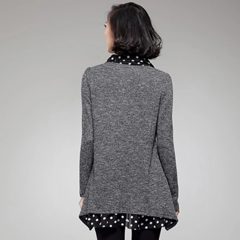 2018 Loose Top Autumn Winter Korea Style Women Elegant Long Sleeve Casual Plus Size Clothing 5XL 4XL 3XL Gray Knit Sweater | Женская