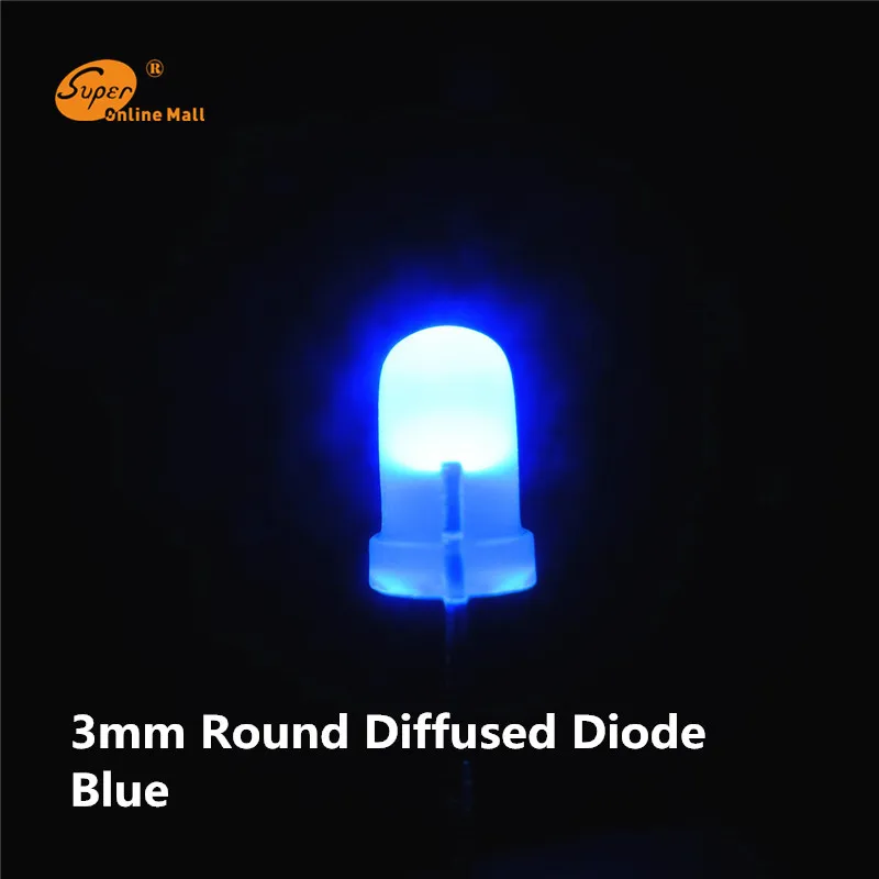 

1000PCS blue LED 3MM Diffused Round Top Urtal Bright Led Bulb Light Lamp 3MM Emitting Diodes Electronic Components