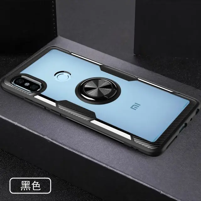 Черный Чехол для Xiaomi Redmi Note 7, M1901F7C, прозрачный поликарбонат+ углеродное волокно, полное защитное кольцо, магнетизм для Redmi Note 7, чехол 6,3 дюйма - Цвет: Черный