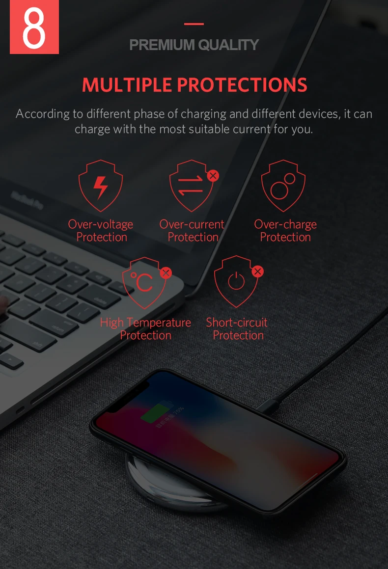 Yoobao DX Беспроводное зарядное устройство Интеллектуальная беспроводная зарядка для iPhone X 8 Samsung LG Nokia Moto HTC