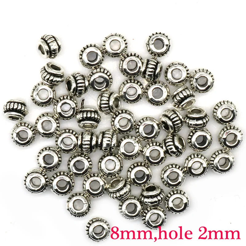 Бусины разделители серебристого цвета для браслетов 6 10 мм 50 шт.|silver spacer beads|loose