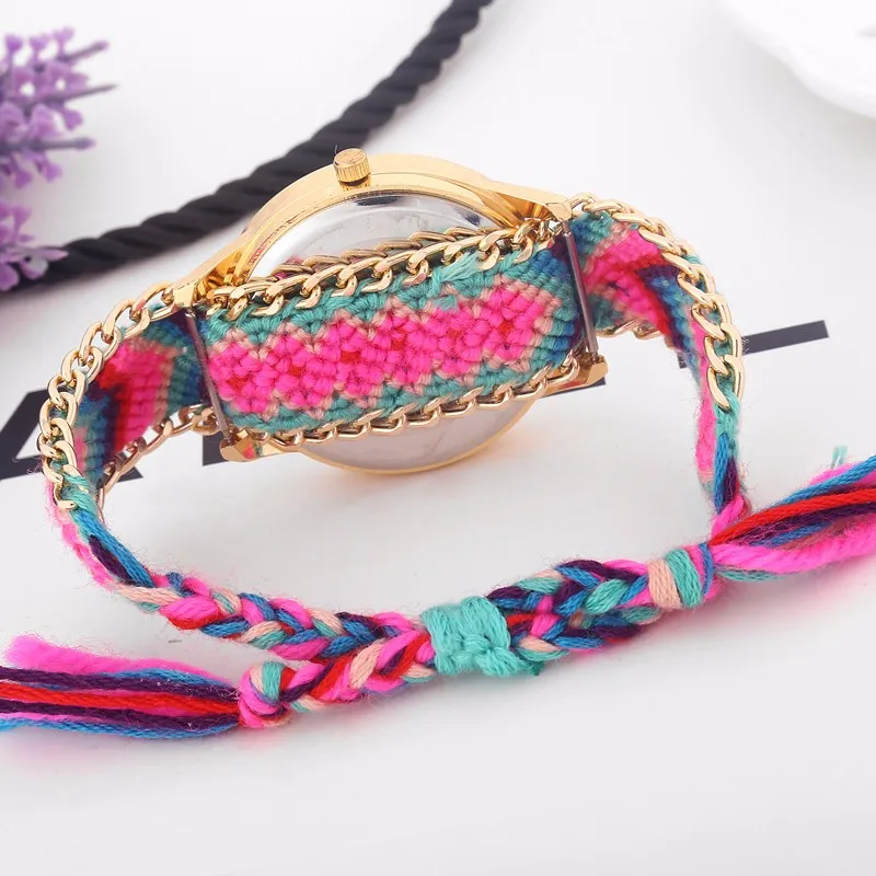 2017 Топ Элитный бренд BGG плетеный браслет ручной работы часы Творческий Ткань