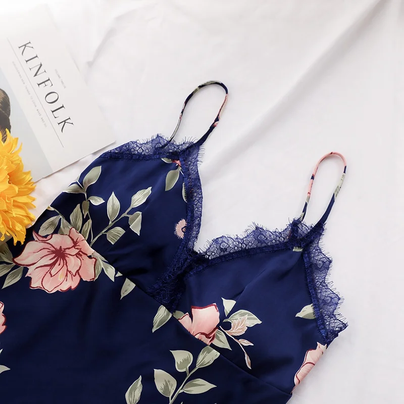 

019 Women Sleep Lounge Pajama Set Sexy Sleepwear Women Summer Pyjama Fashion Flower Pajamas
