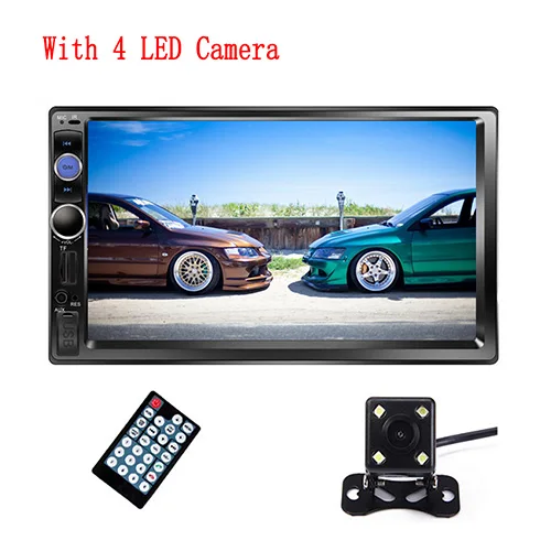 7010B 4 LED Camera Автомобильный MP5 плеер Автомобильный радио рекордер Bluetooth стерео Мультимедийный Плеер Сенсорное воспроизведение видео автомобильное аудио зеркало заднего вида - Цвет: 7010B 4 LED Camera
