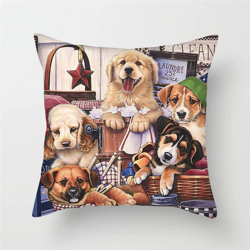 

Fuwatacchi Dalmatian Cushion Covers SharPei Dogs Pillow Covers for Home Sofa Chair Decorations Cute Dogs Painting Pillowcases