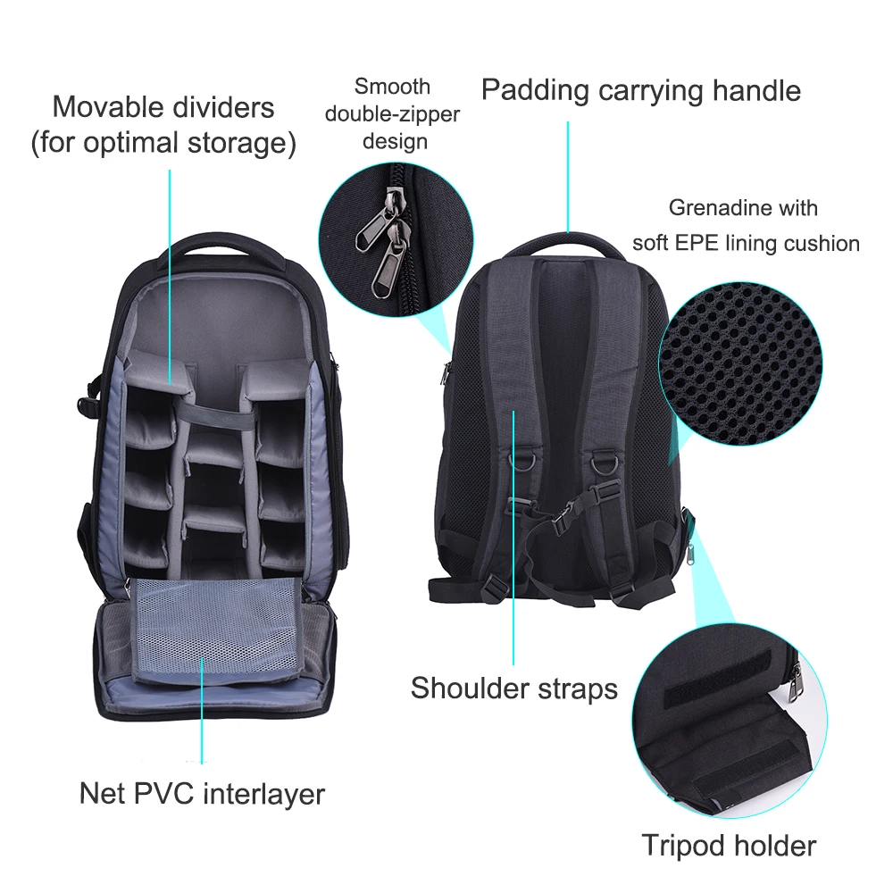 Водонепроницаемый рюкзак для камеры DSLR сумка фотоаппарата Nikon Canon Фотосумка и