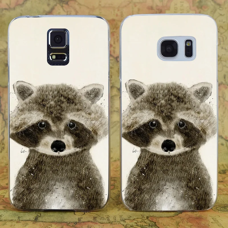 E0183 Little Raccoon Transparent Hard PC Case Cover For Samsung Galaxy Note S 3 4 5 6 7 8 9 Mini Edge Plus |