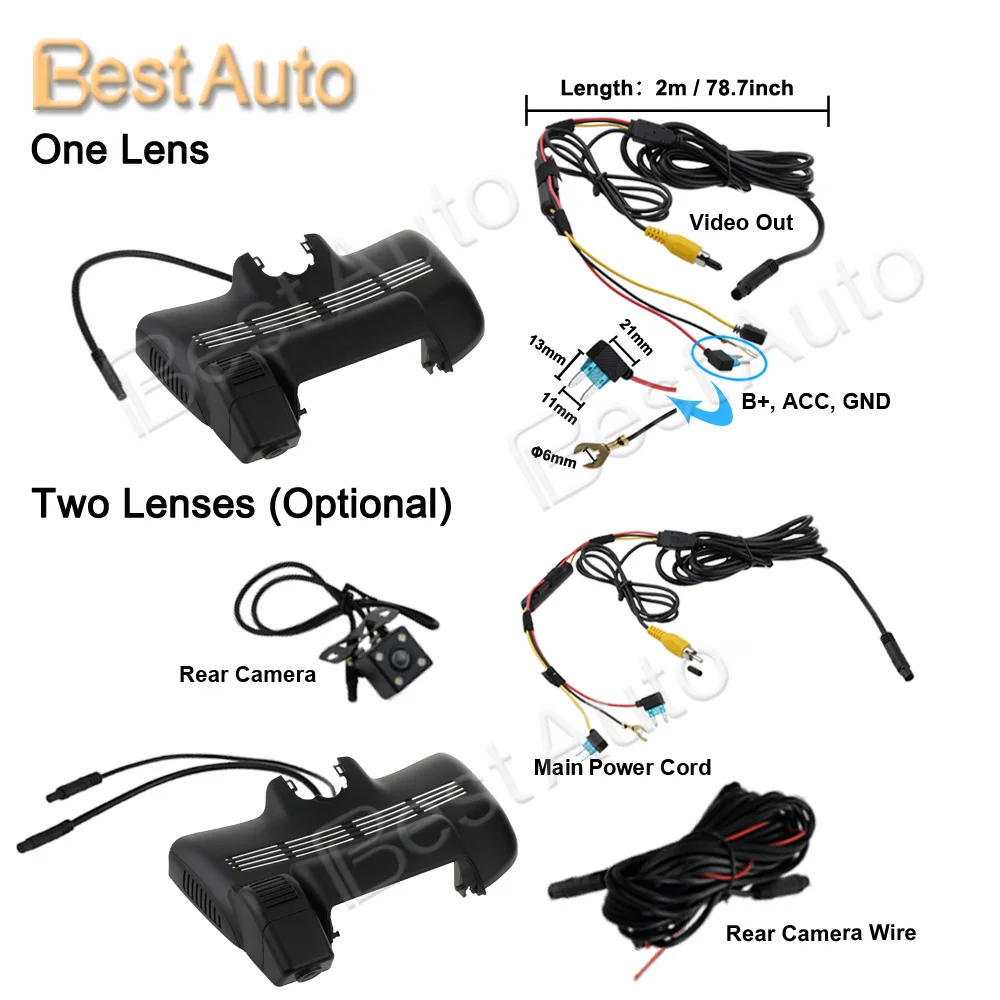 Видеорегистратор Dash Cam для Mercedes Benz S320L 2015 с записью в разрешении 1920*1080P, управляемый через приложение, с WiFi и скрытой установкой, оснащенный Sony IMX323.