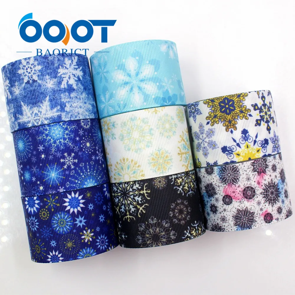 OOOT BAORJCT G-181005-1320 38 mm 10 yards snowflake Ribbons Thermal transfer Printed grosgrain Christmas decoration materials | Дом и сад
