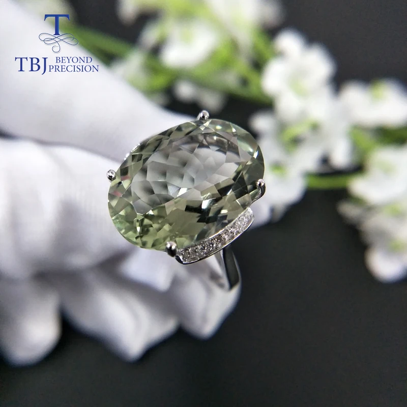 Кольцо с зеленым аметистом TBJ кольцо prasiolite натуральный драгоценный камень