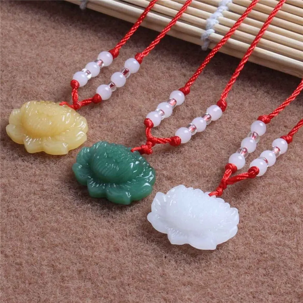 2018 Glass Lotus Pendant Necklace Praying for Safety Buddhism Gift Fashion Party Accessories | Украшения и аксессуары