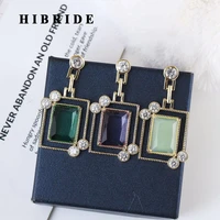 hibride shiny aaa cubic zirconia setting square shape drop earrings women fashion jewelry party gift boucle doreille e 513